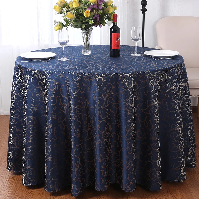 

YRYIE Europe Luxury Round Polyester Table Cloth Gold Leaf For Wedding Birthday Party Desk Cloth Wipe Covers Sale Navy Champagne