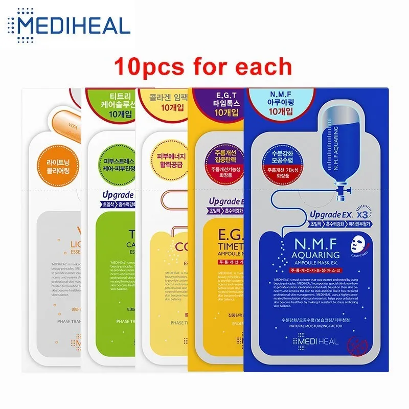 

10PCS MEDIHEAL Skin Care Facial Mask Sheets Wrapped Mask Anti Wrinkle Moisturizing Lifting Face Skin Shrink Pore Korean Cosmetic