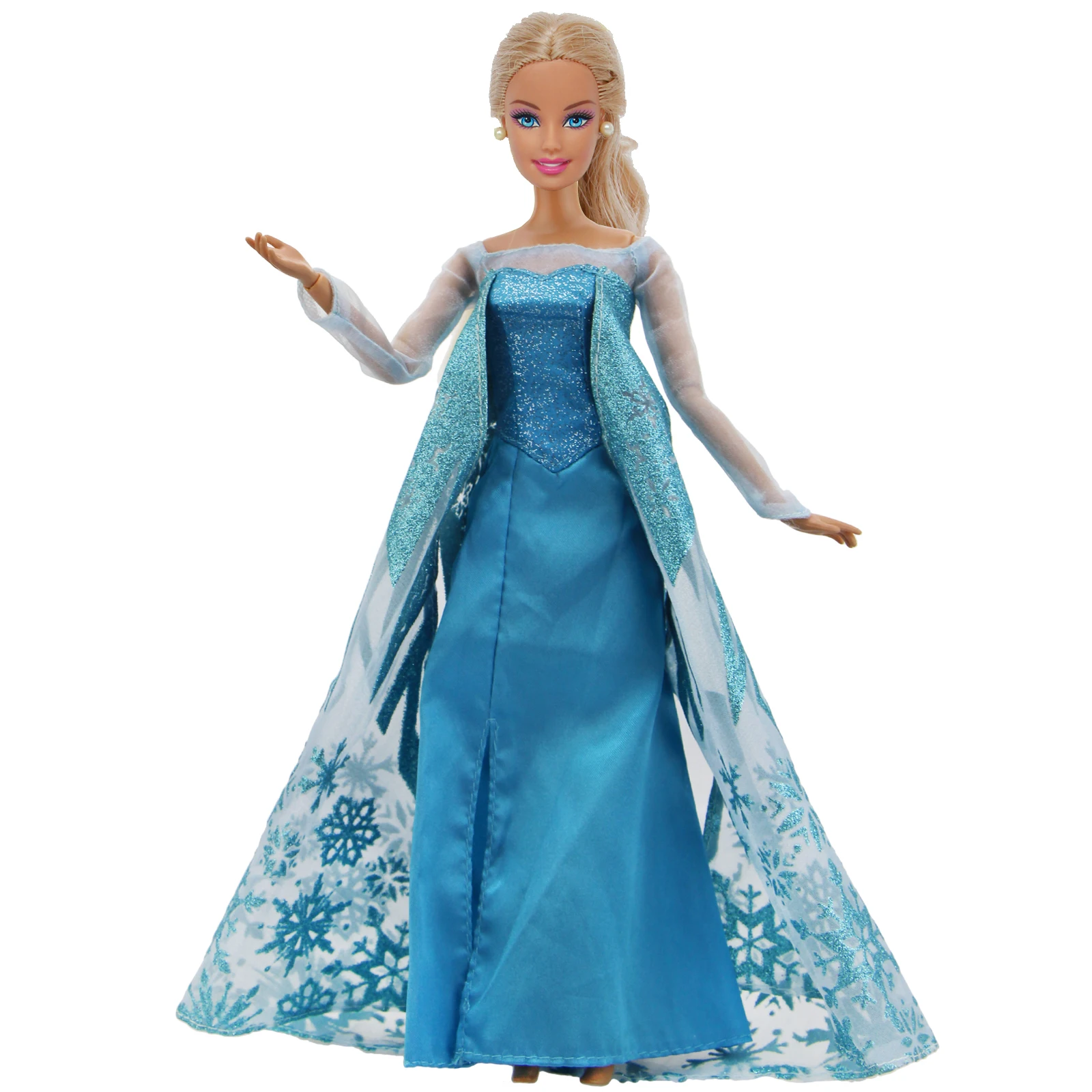 

Limited Collection Luxury Dress Wedding Party Wear Copy Elsa Princess Gown Blue Skirt Clothes for Barbie Doll Accessories Toy