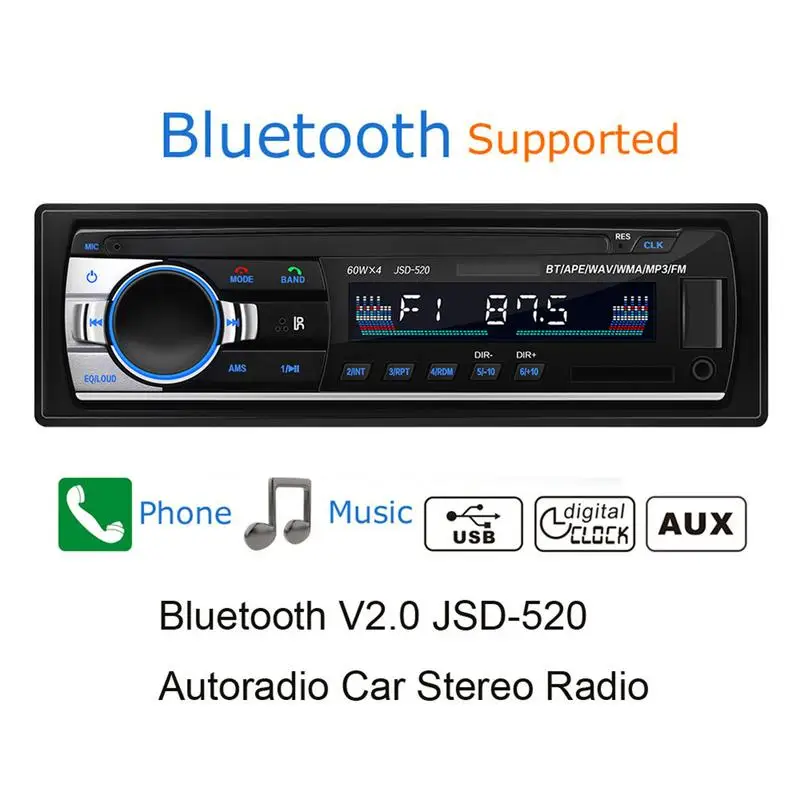 

NEW Car Stereo FM Radio MP3 Audio Player 12V Bluetooth USB SD AUX Auto Electronics Subwoofer In-Dash 1 DIN USB Flash Disk