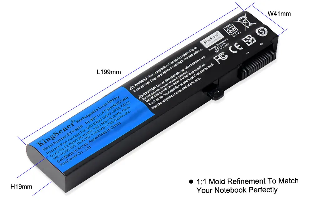 Baratos KingSener Corea celular BTY M6H batería para MSI GE62 GE72 GP62 GP72 GL62 GL72 GP62VR GP72VR PE60 PE70 MS 16J2 MS 16J3 MS 16GF