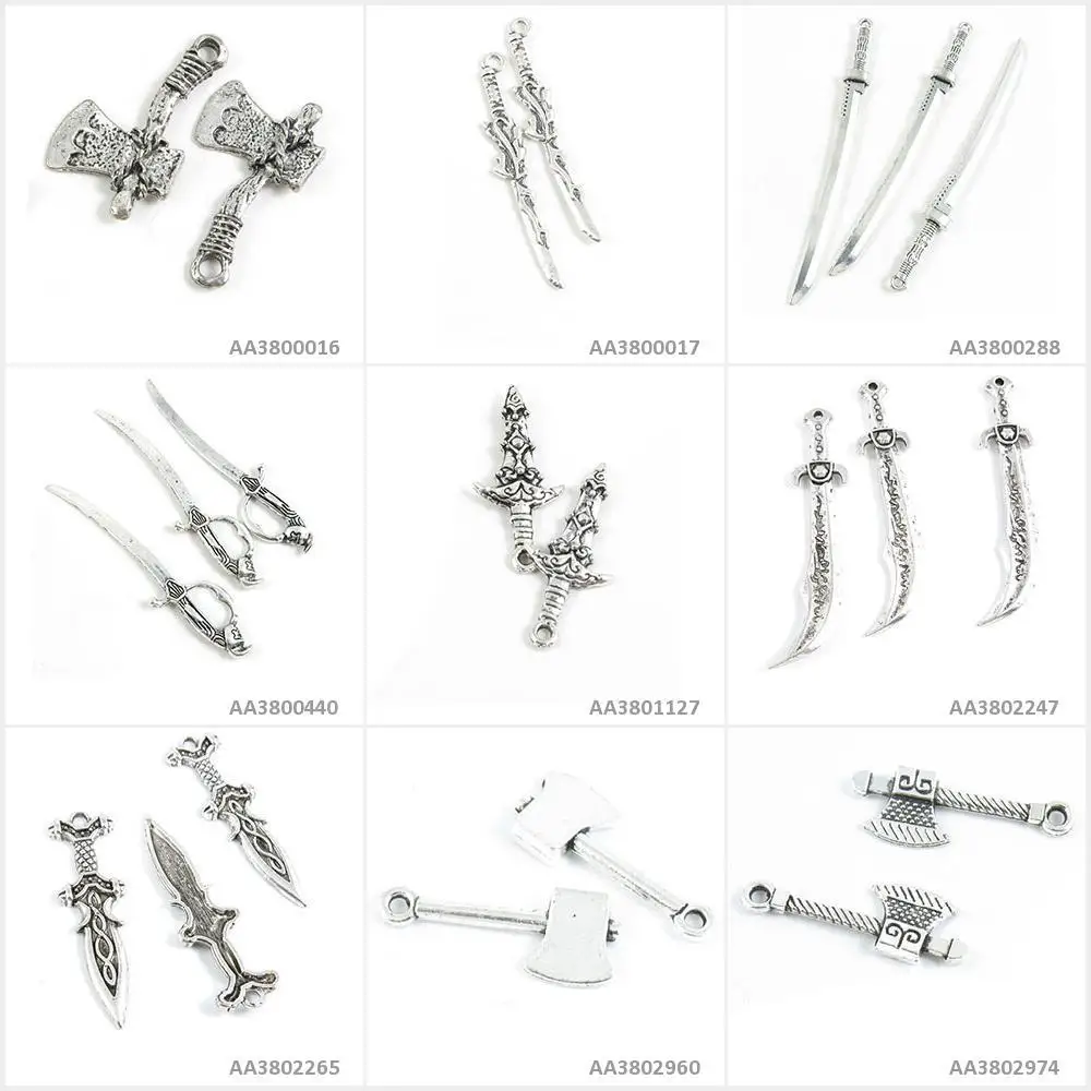 Antique Silver Tone Jewelry Making Charms Axe Hatchet Dagger Knife Broadsword Broad Sword Saber Sabre Bracelet Pendant Necklace
Antique Silver Tone Jewelry Making Charms Axe Hatchet Dagger Knife Broadsword Broad Sword Saber Sabre Bracelet Pendant Necklace