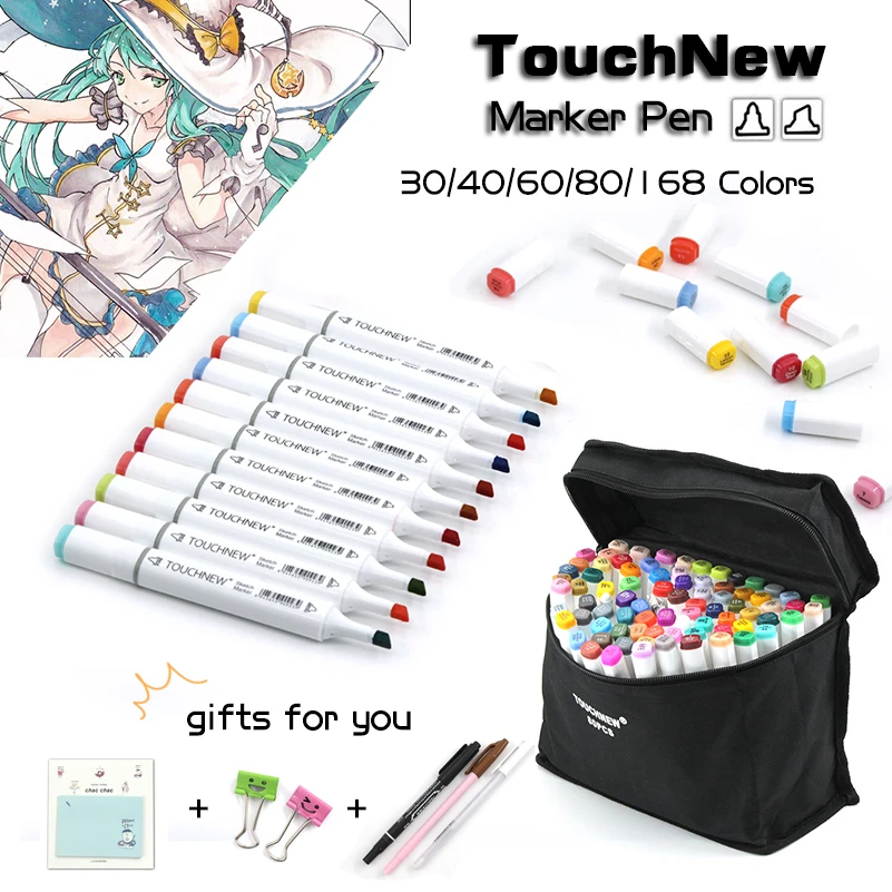 

TOUCHNEW Marker Pens 30/40/60/80/168 Colors Profession Art Marker Double Headed For Artist Manga Graphic Coloring