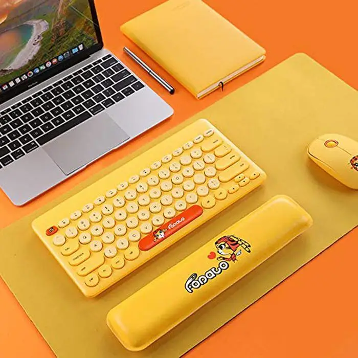 

Wireless Keyboard and Mouse Combo, LK586 Yellow Cordless Keyboard-Mouse, Mouse Pad and Hand Rest Set Compatible for PC Laptop