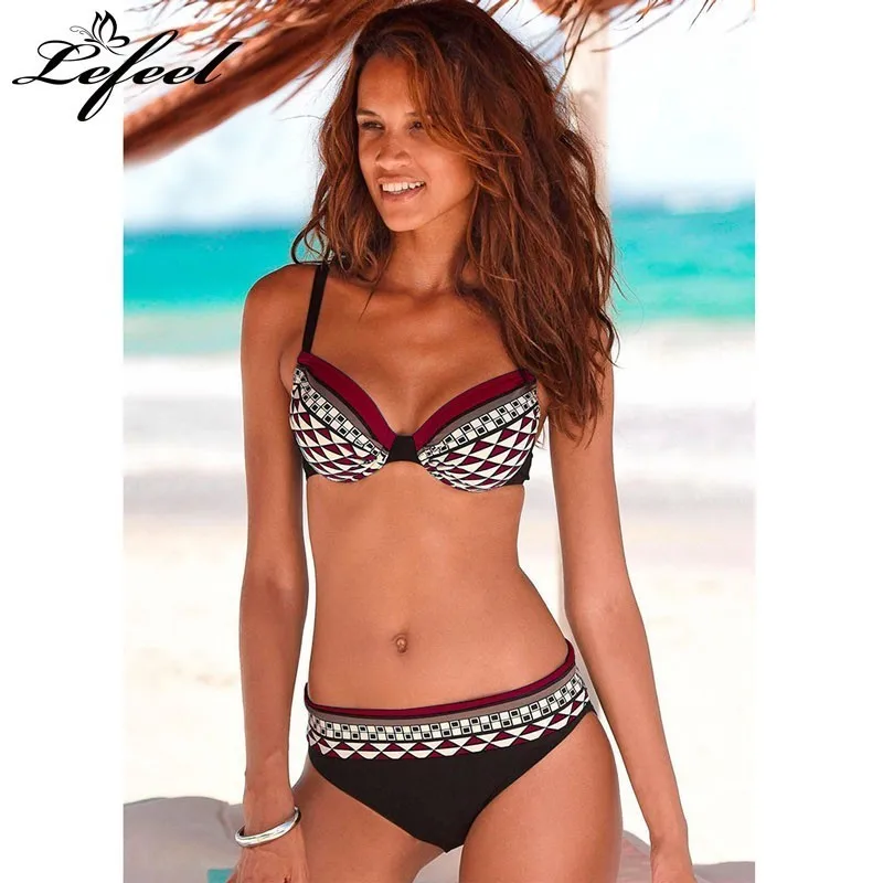 

Lefeel Print Patchwork Bikinis Set Women Push Up Swimwear Bathing Suit Plus Size Swimsuit New Female Beach Wear Biquini