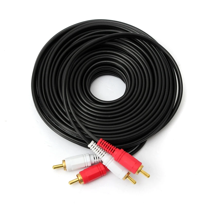 

New 10m 2 Male RCA to 2 Male RCA Gold Plated Home Theater Audio Video AV Dual Stereo Adapter Connector Cable For HDTV DVD VCR
