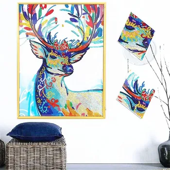 

HUACAN Special Shaped Diamond Painting Deer Picture Of Rhinestones 5D DIY Diamond Embroidery Animals Decoration Home 40x50cm