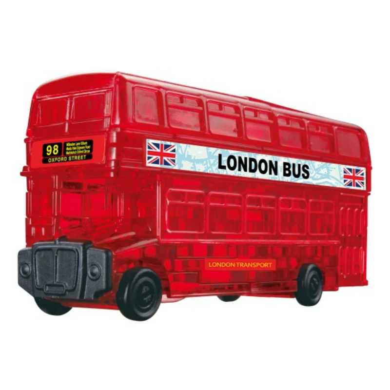 

London Bus Crystal Puzzle 3D Metal Puzzles Transportation Car Model Kits Assemble Jigsaw Adult Gifts Toys Educational Collection