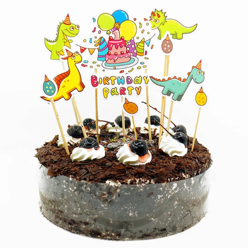 

1 set Creative new Cartoon Dinosaurs Collection Cake Topper with Toothpick for Birthday Party Decoration Dessert lovely Gifts