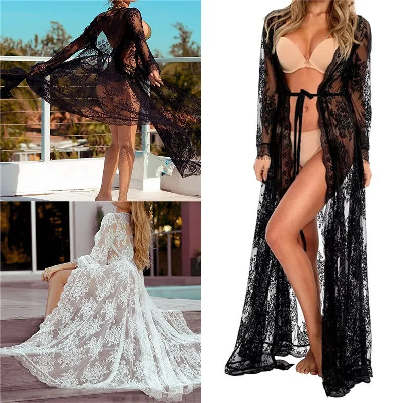 

Beach Dress Women Swim Cover Up Tunics For Beach Long Lace Plus Size Saida De Praia Robe De Plage Kaftan Beach Cover Up