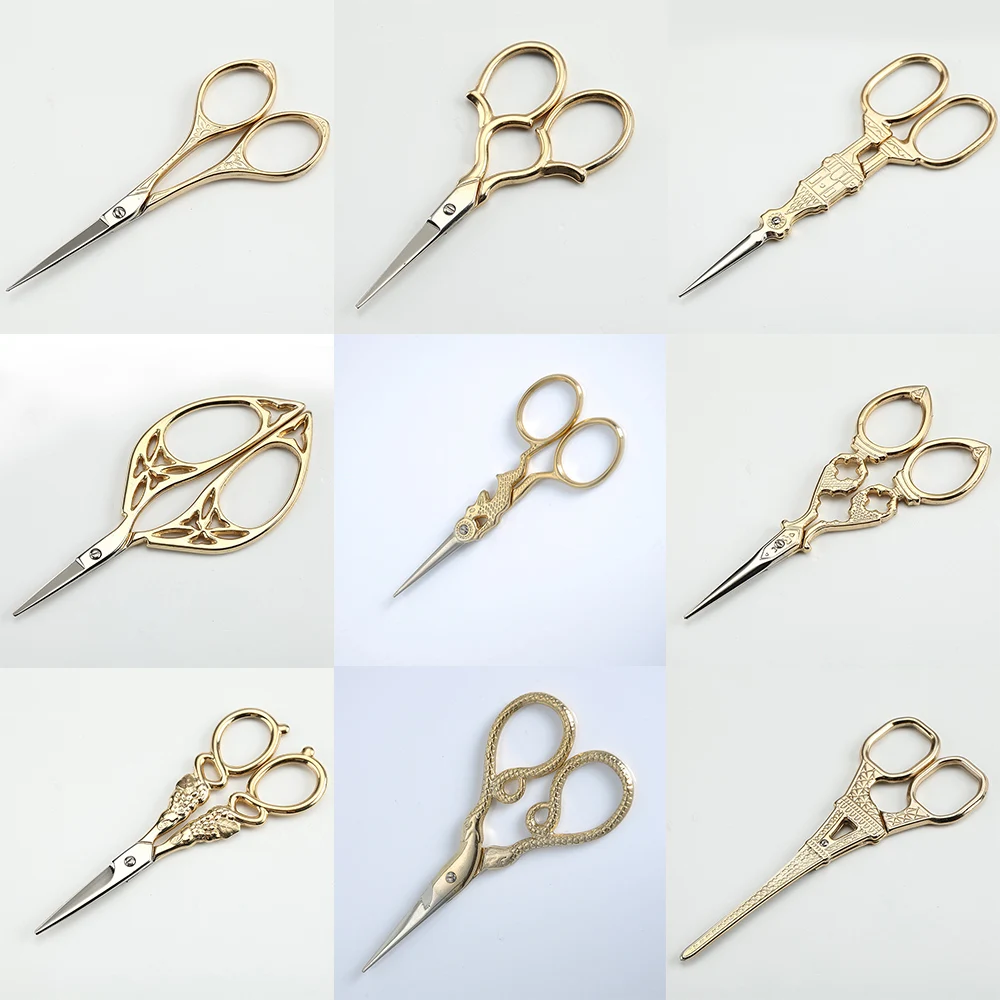 

Dressmaking Vintage Gilded Antique Embroidery Mini Sewing Scissors for Cut Cloth Stainless Steel Thread Gold School Scissors E