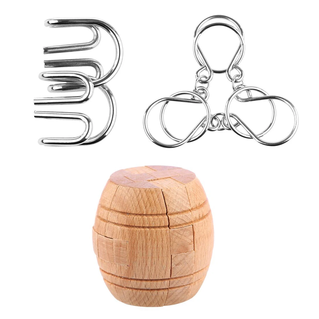 3Pcs Intellectual Buckle Lock Puzzle Set Three ring Horseshoe Double M