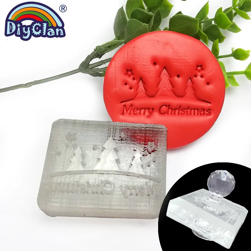 

Merry Christmas Handmade Resin Soap Making Stamp Xmas Tree Clear Natural Organic Stamps Glass Soap Chapter Custom Z0204