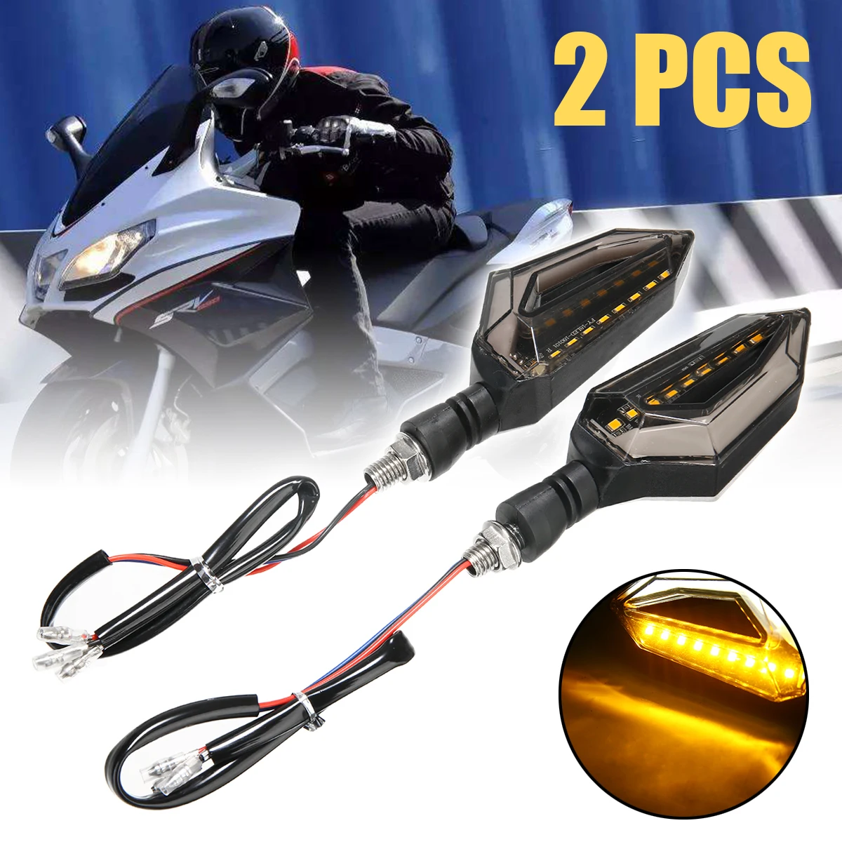 

Mayitr 1 Pair Universal Motorcycle Turn Signal DRL Professional Amber Turn Signal Indicator + White DRL Daytime Running Light