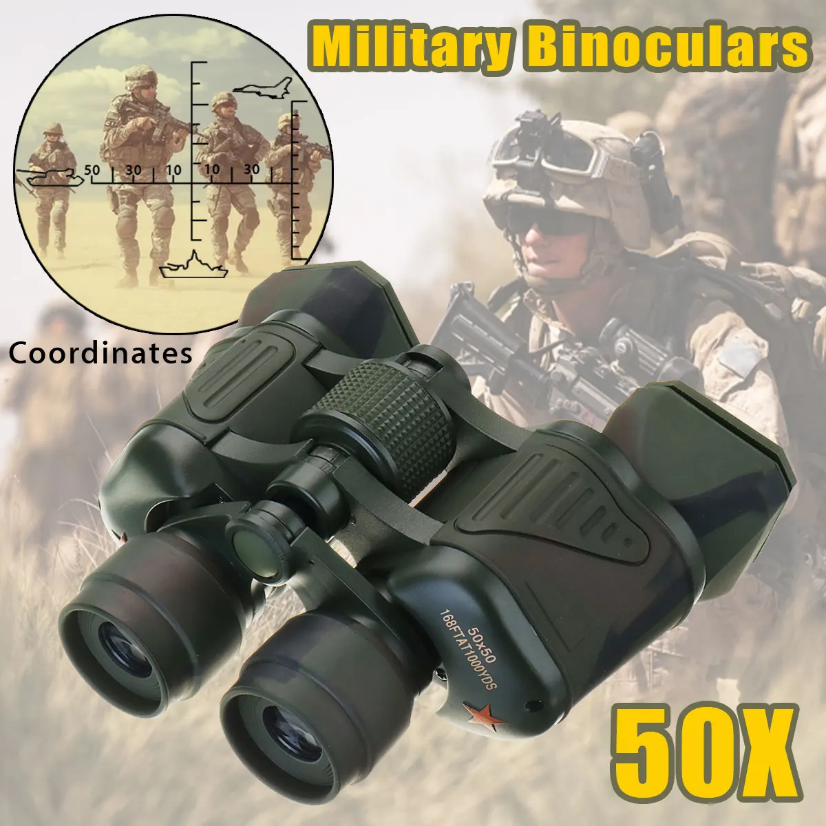 

SGODDE Night Vision Tactical Binoculars Outdoor Telescope HD Match Coordinates Low Light Level Hunting Telescope 60x50/50X50