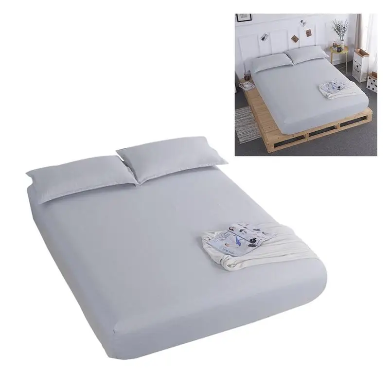 

100% Cotton Solid Color Bed Sheets Fitted Sheet Elastic Mattress Cover Bed Linen Bedspread Twin Full Queen King Customized Size