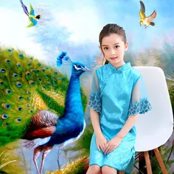 Новинка 2019 г. летние детские Длинные Cheongsam современный Chinoise красное платье принцессы Qipao Orientale Детские платья для девочек китайский Qi Pao