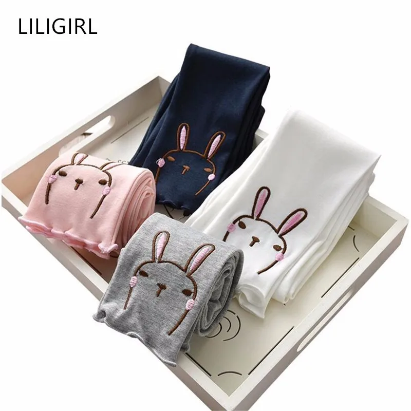 

LILIGIRL 2019 New Baby Girls modis Embroidered Leggings Trousers Slim Cotton Boys Pants for Kid Cartoon Clothes спортивные штаны
