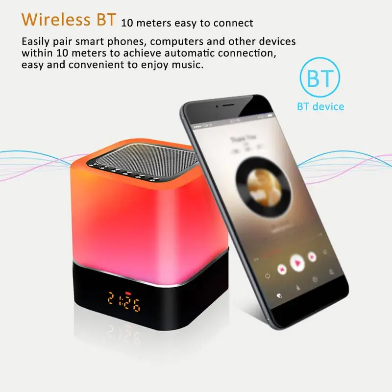 Цветной беспроводной смарт динамик красочные огни Bluetooth поддержка карты часы