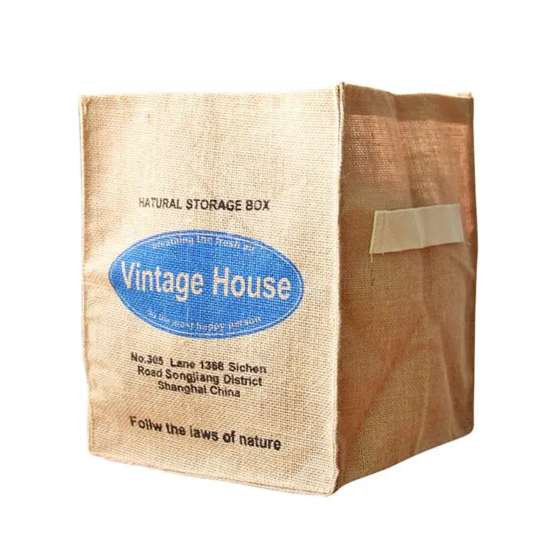 1 قطعة صندوق تخزين طوي الجوت حقيبة الغسيل سلة التخزين المنزلية إمدادات أشتات المنظم للمنزل فندق المسكن