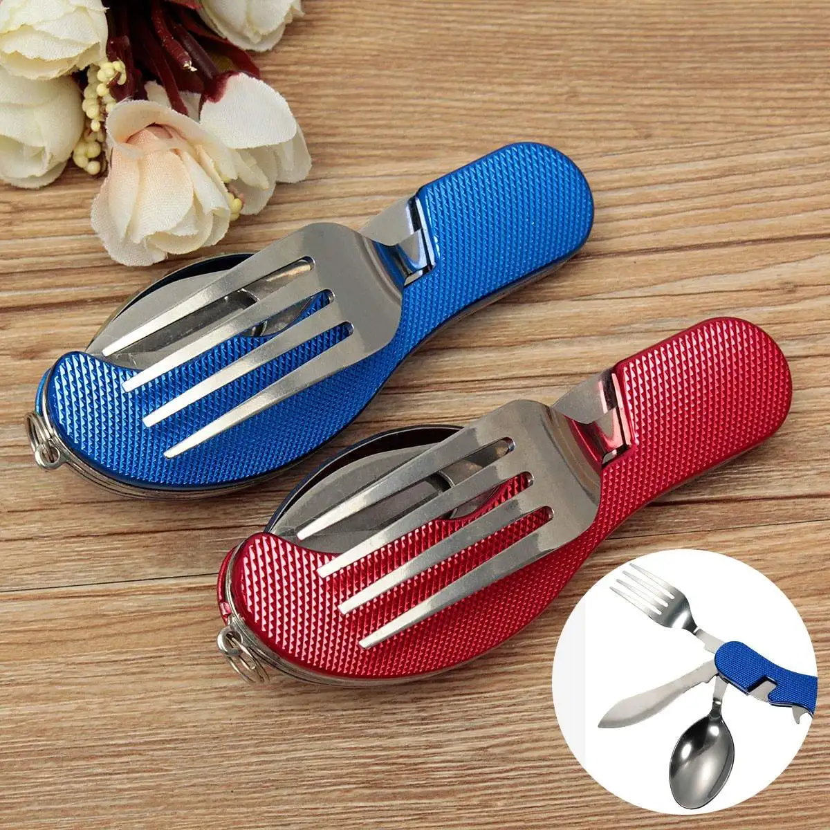Camping Tool Folding Fork Spoon Knife Set Outdoor Tableware Hiking