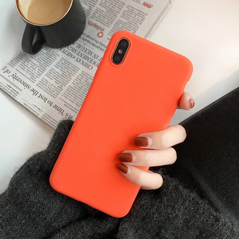 LOVECOM البرتقال نابضة بالحياة الحلوى لينة الهاتف حقيبة لهاتف أي فون XS ماكس XR 6 6 s 7 8 زائد X الصلبة متجمد TPU الهاتف الغلاف الخلفي حالات كوكه