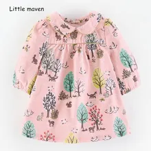 Little maven/Коллекция года; Брендовое осеннее Новое дизайнерское детское платье; одежда для маленьких девочек; хлопковые платья для девочек с принтом дерева; S0410