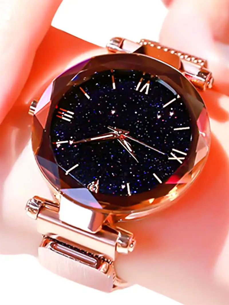 

2019 Hot Sale Women Watch Magnetic Lock Mesh Band Stainless Steel Quartz Wristwatch Lady Female Starry Sky Watches