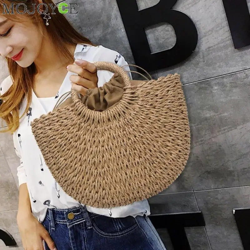 الإناث السيدات عارضة الجوفاء الصيف الشاطئ اليدوية القش النسيج شنطة كتف 2019 أزياء النساء الحياكة أعلى-حقائب بيد