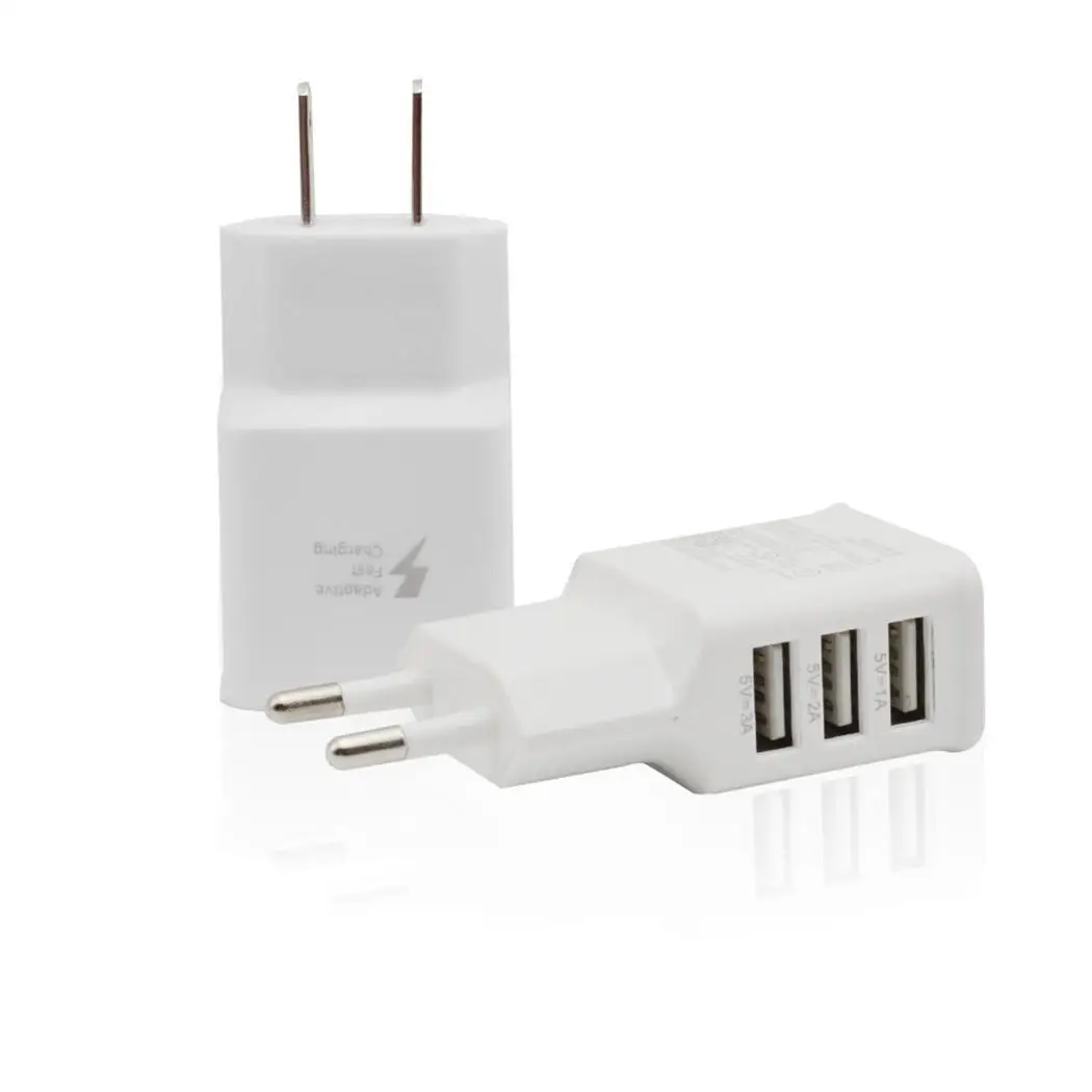 

3 USB Ports Fast Wall Charger x Travel EU/ US Plug Plug, Power 5V-2A Adapter For Home, General Mobile Phones