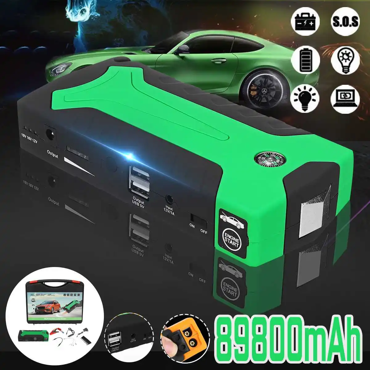 

High capacity Car Jump Starter Power Bank 12V 89800mA 600A Portable Car Battery Booster Charger Starting Device Petrol Diesel