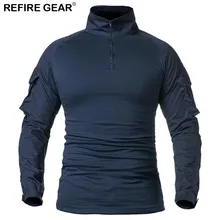 Refire gear уличная темно-синяя футболка для мужчин с длинным рукавом Хлопок Спортивная Фитнес рубашка Пешие прогулки рыбалка, кемпинг, охота одежда рубашка
