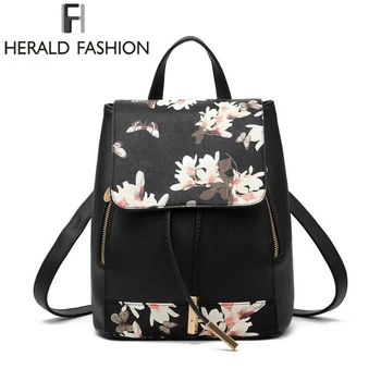 Herald Fashion Preppy Style School Backpack Artificial Leather Women Shoulder Bag Floral School Bag for Innrech Market.com