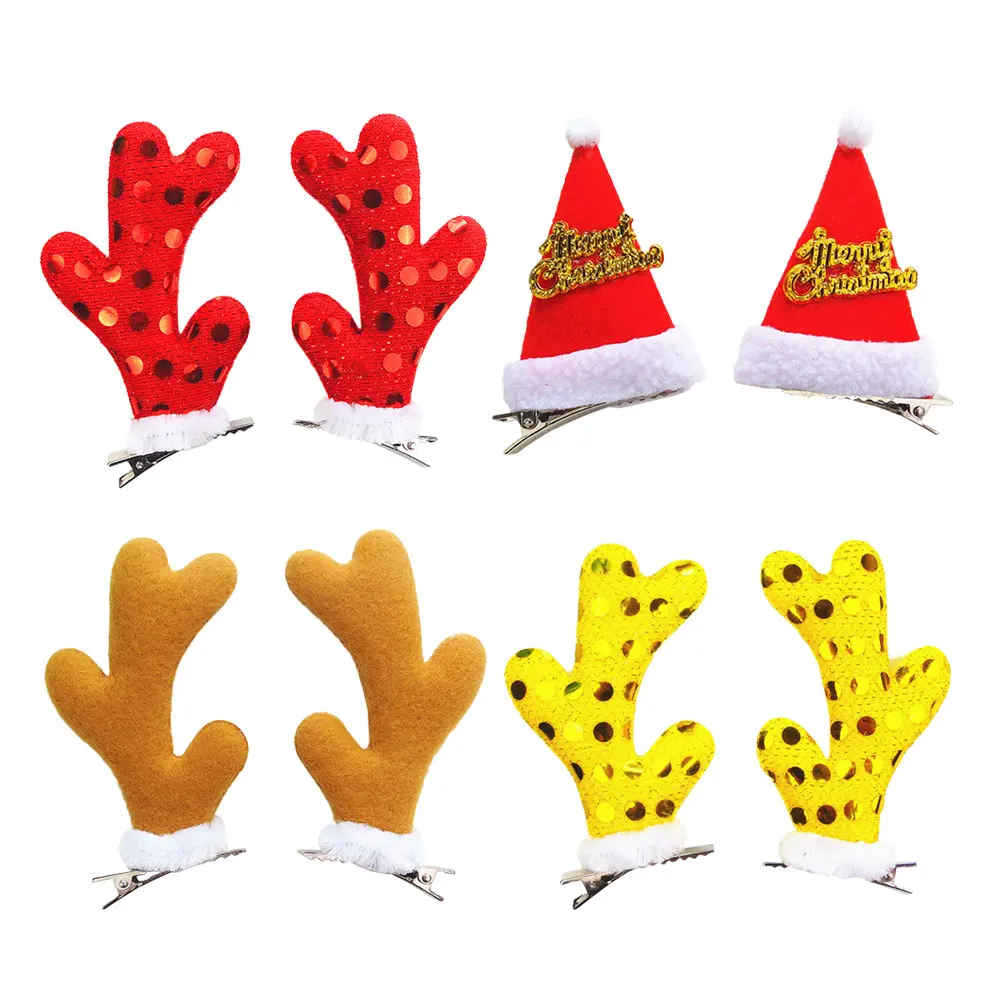 

4 Pairs Hair Clips Cute Decorative Christmas Themed Bobby Pins Hair Barrette Hair Accessories Hair Pins for Girls Kids Children