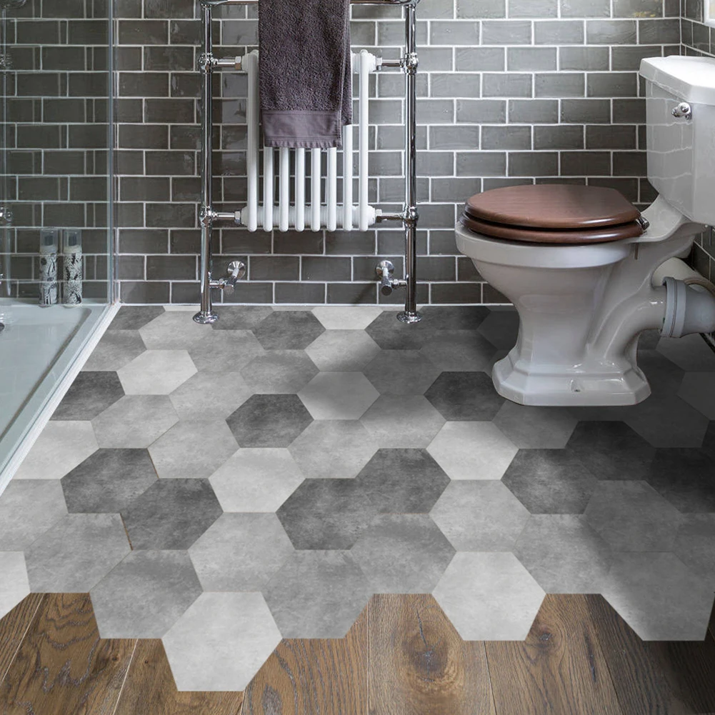 

10Pcs Hexagon Geometric Wall Sticker PVC Tile Self Adhesive Tile Stickers Anti Skid DIY Floor Decal Home Decoration Accessories