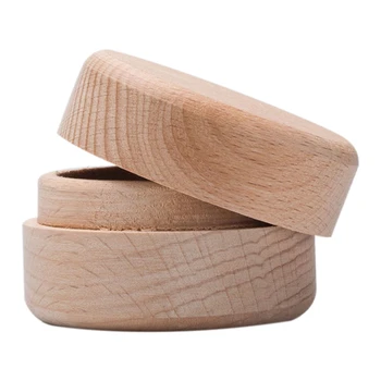 

1Pc Portable Retro Round Wooden Jewelry Storage Box Ring Earrings Container Storage Box