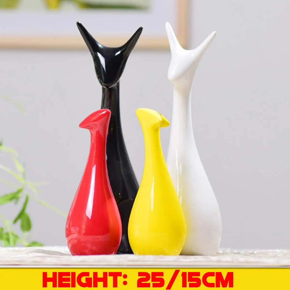 

Art Decor 4pcs/Set A family of four Ceramic Deer Figurine Crafts Porcelain Animal Home Office Desktop Decoration Sculpture