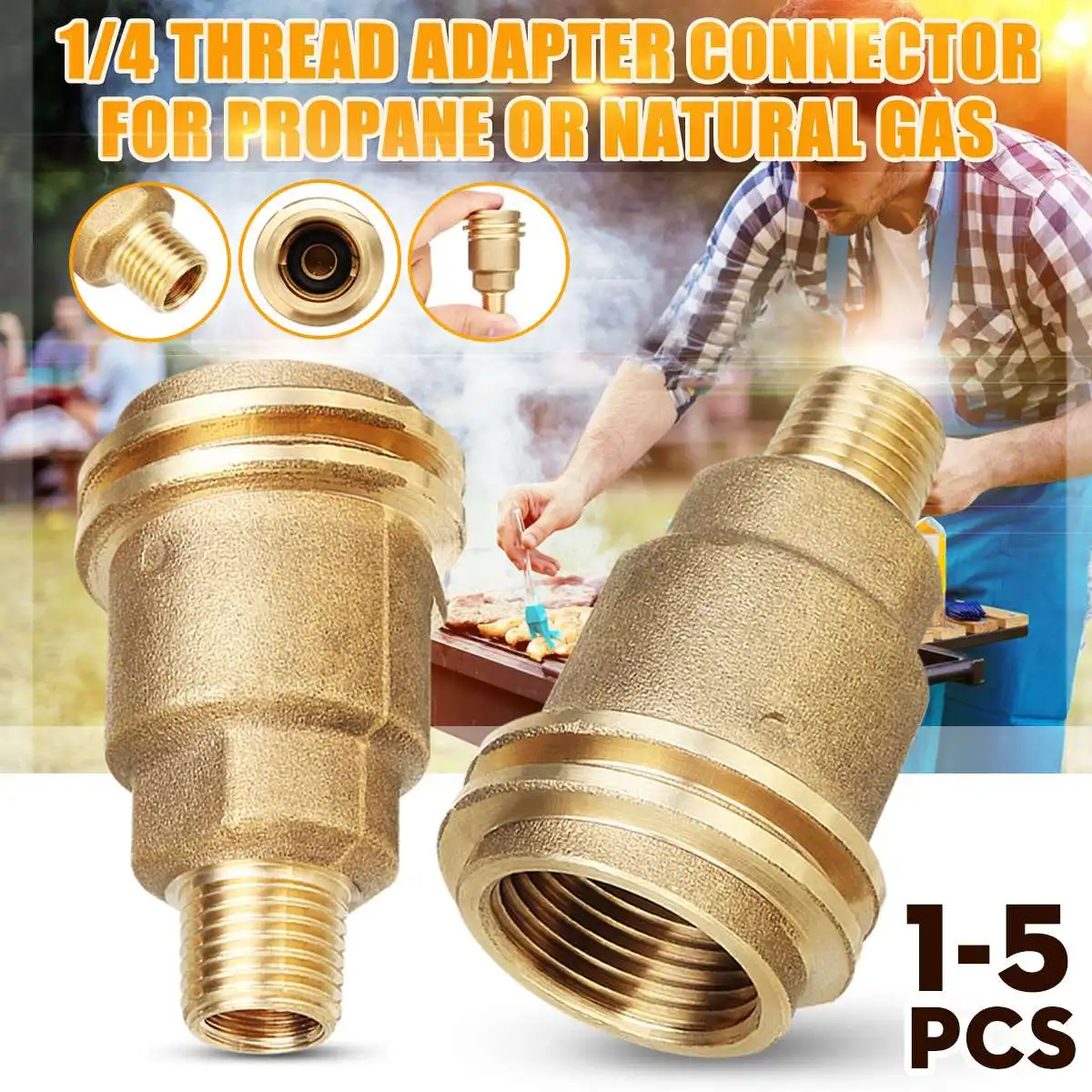 

QCC1 Connection 1/4'' Male Pipe Thread Propane Gas Fitting Adapter Connector Straight-through Type Durable diy Accessories