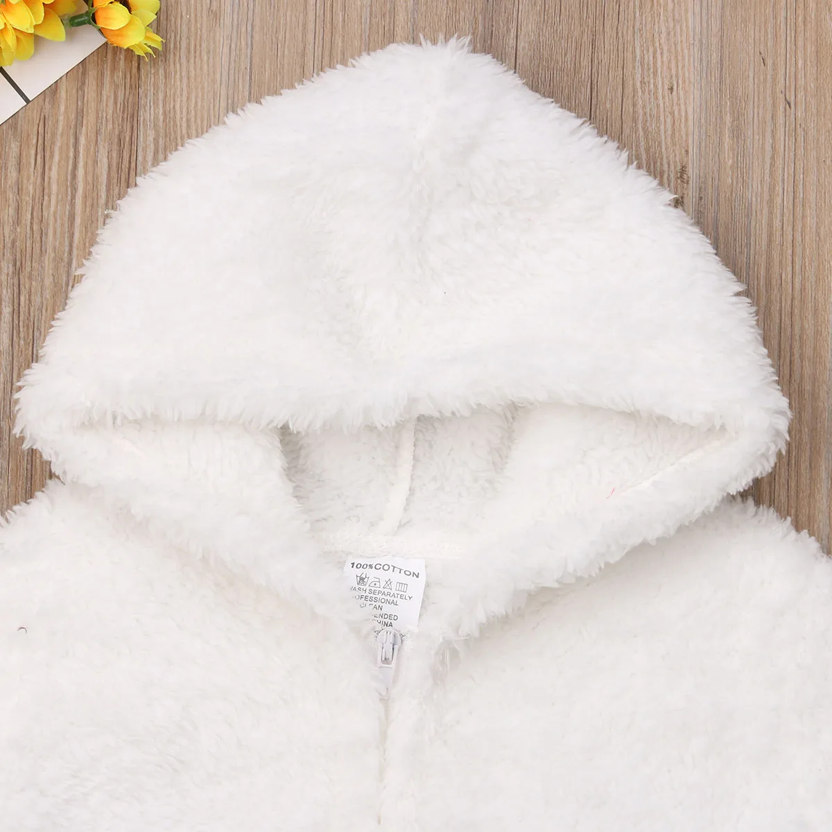 Newborn Baby Boy Girl Fuzzy Hooded Romper Babies Winter Warm Zipper Jumpsuit Outfits Set Clothes 0-12M