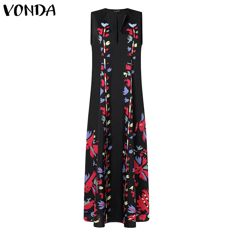 VONDA الصيف ماكسي اللباس النساء الأزهار فساتين مُزينة بطباعة 2019 مثير أكمام خمر فساتين الإناث عارضة فضفاض Vestidos زائد حجم