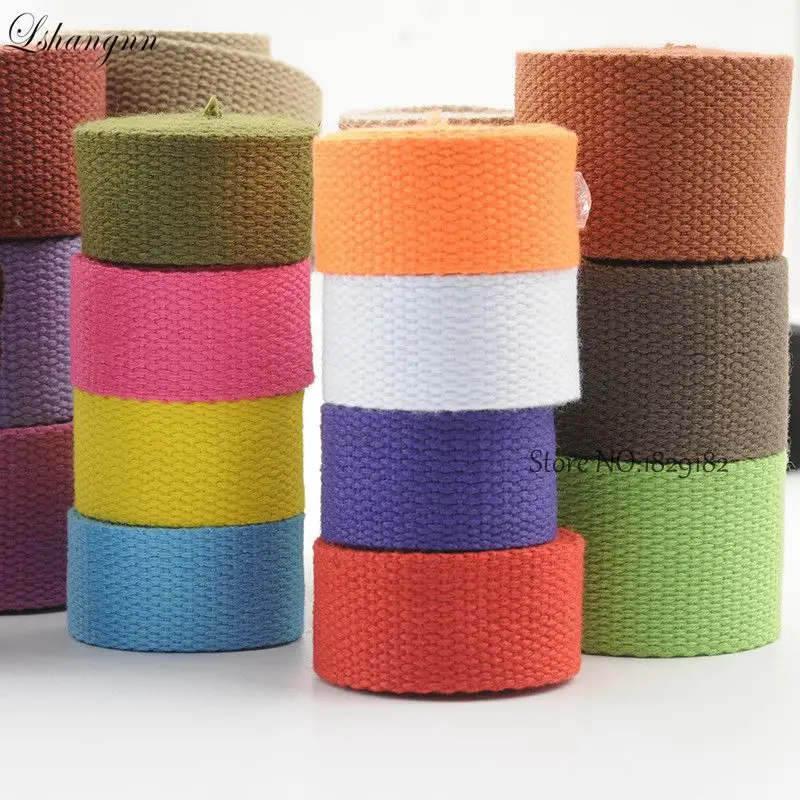 Lshangnn 25mm( 1") Canvas Backpack Belt Polyester Cotton Webbing Ribbon Bag Belt Strap Garments Crafts Accessories 40 Colours