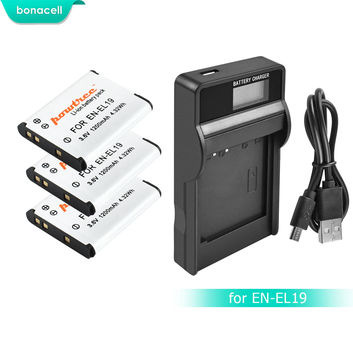 Bonacell 1200 мАч ENEL19 EN EL19 батарея + ЖК зарядное устройство для Nikon Coolpix S32 S33 S100 S2500 S2750 S3100