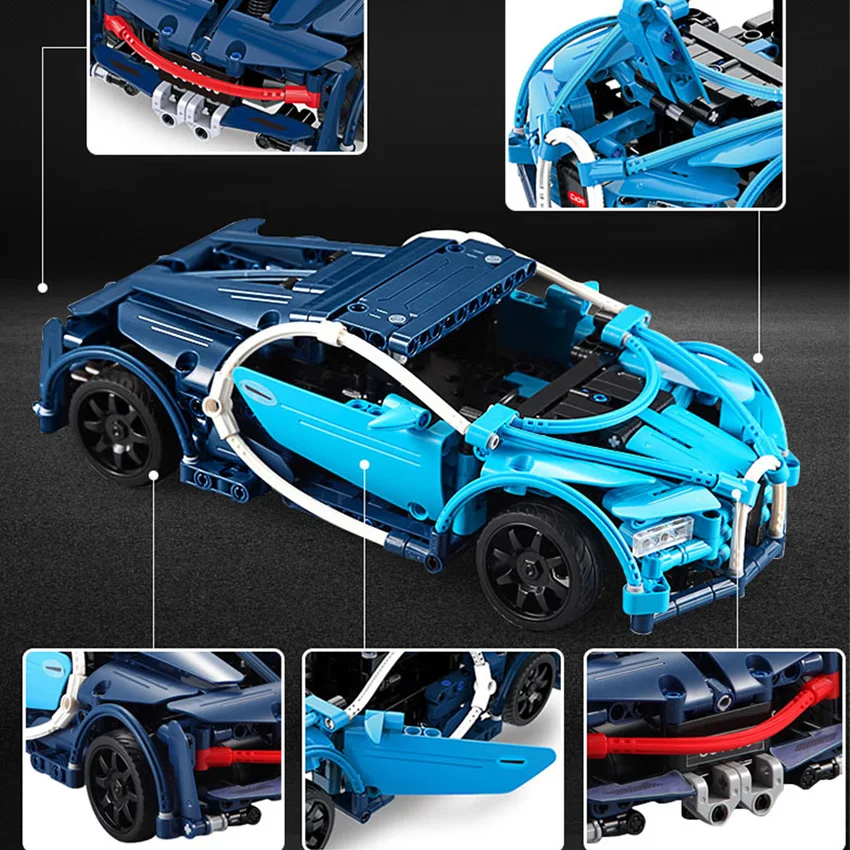 28CM RC Car Bugatties Model Building Blocks Set Rechargeable Battery 419pcs Brick Apply to Legoes LEPINS technic Toys Gift Boy