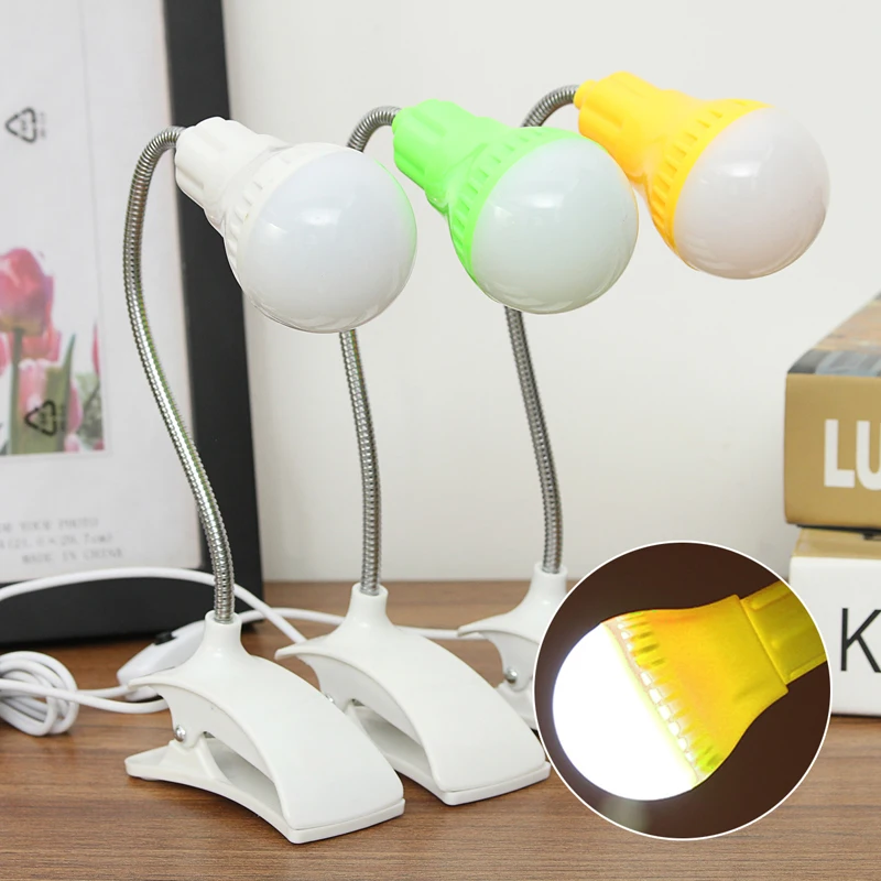 

1 x Portable 360 Adjustable USB Plug LED Clamp Night Light Compact Bed Desk Edge