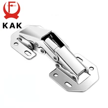 KAK 90 Degree Cabinet Hinges 3 Inch No-Drilling Hole Bridge Shaped Spring Hinge Cupboard Door Furniture Hardware With Screws