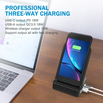 

Mobile Phone Wireless Charger Wireless Charger Power Bank With PD Fast Charging 18W Fast Charging Vertical Stand For IPhone