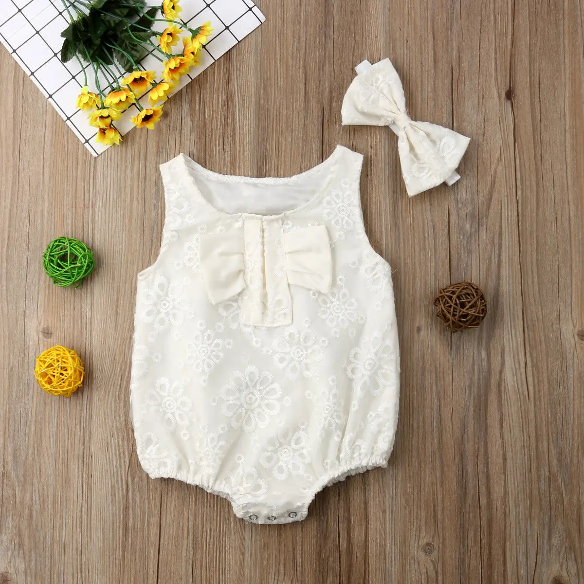 

PUDCOCO Newborn Kid Girl Boy Sleeveless Lace Floral Princess Romper Sunsuit Outfit Dress