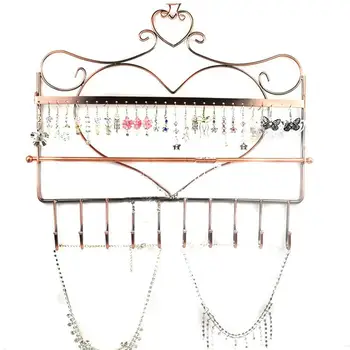 

Novelty Heart Shaped Wall Mount Jewelry Organizer Hanging Earring Necklace Jewelry Holder Display Stand Rack (Bronze)