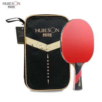 

HUIESON 6 Star Table Tennis Racket Wenge Wood & Carbon Fiber Blade Sticky Pimples-in Rubber Super Powerful Ping Pong Racket Bat