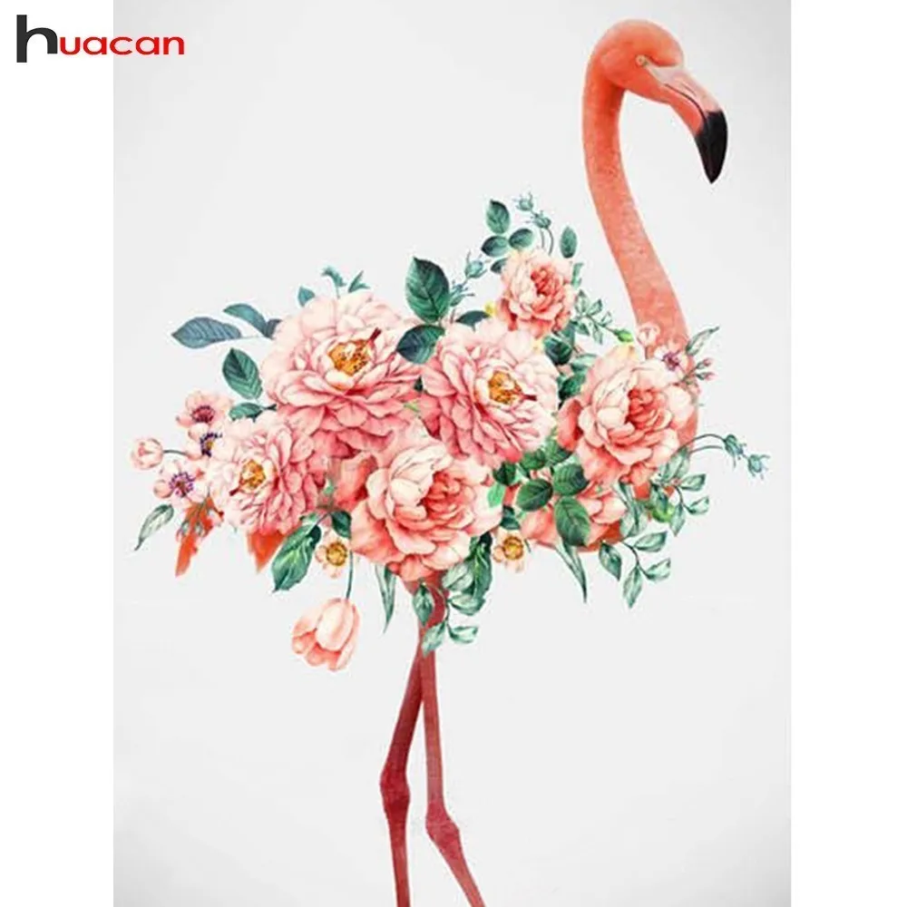 

HUACAN 5D DIY Diamond Painting Flamingo Diamond Mosaic Picture Of Rhinestones Flower Diamond Embroidery Cross Stitch Home Decor